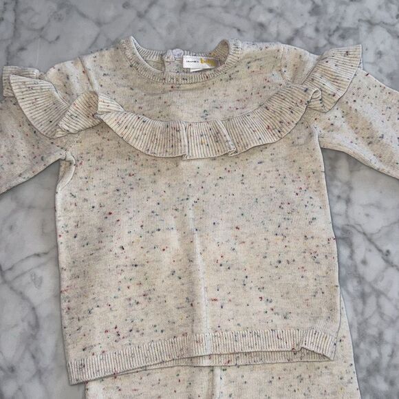 BLOOMIES BABY GIRLS RUFFLE TRIM CONFETTI SWEATER SET 6/12M - Picture 3 of 10